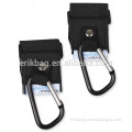 Top Quality Aluminium Carabiner Baby Stroller hook with PU leather strap